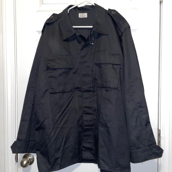 Camo Distributors Tactical button down long sleeve shirt black mens size Large - Picture 1 of 8